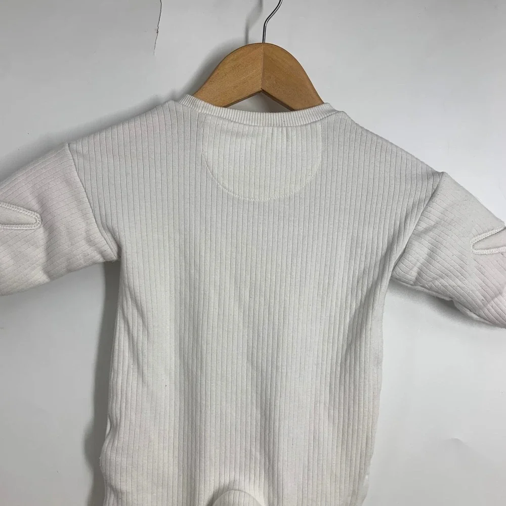 Nike Kids Ready Set Ribbed Long Sleeve Romper Padded Swoosh Knees Elbows SZ 6-9M